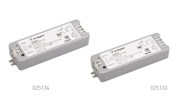 Диммеры тока SMART-D7-DIM, SMART-D8-DIM предназначены для управления светодиодными светильниками и другими источниками света с питанием постоянным напряжением 12-36 В и током 350/750 мА