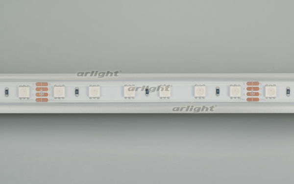 Лента RTW 2-5000P 24V RGB 2x (5060, 300 LED, LUX) (Arlight, 14.4 Вт/м, IP66)