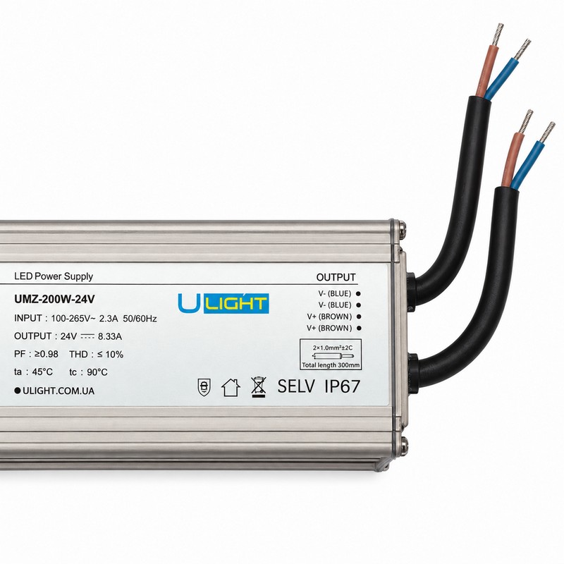 Upower UMZ-200W-24V - Влагозащищенный блок питания IP67 24В 200Вт