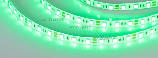 Лента RTW 2-5000SE 12V Green 2x (5060, 300 LED, LUX) (Arlight, 14.4 Вт/м, IP65)
