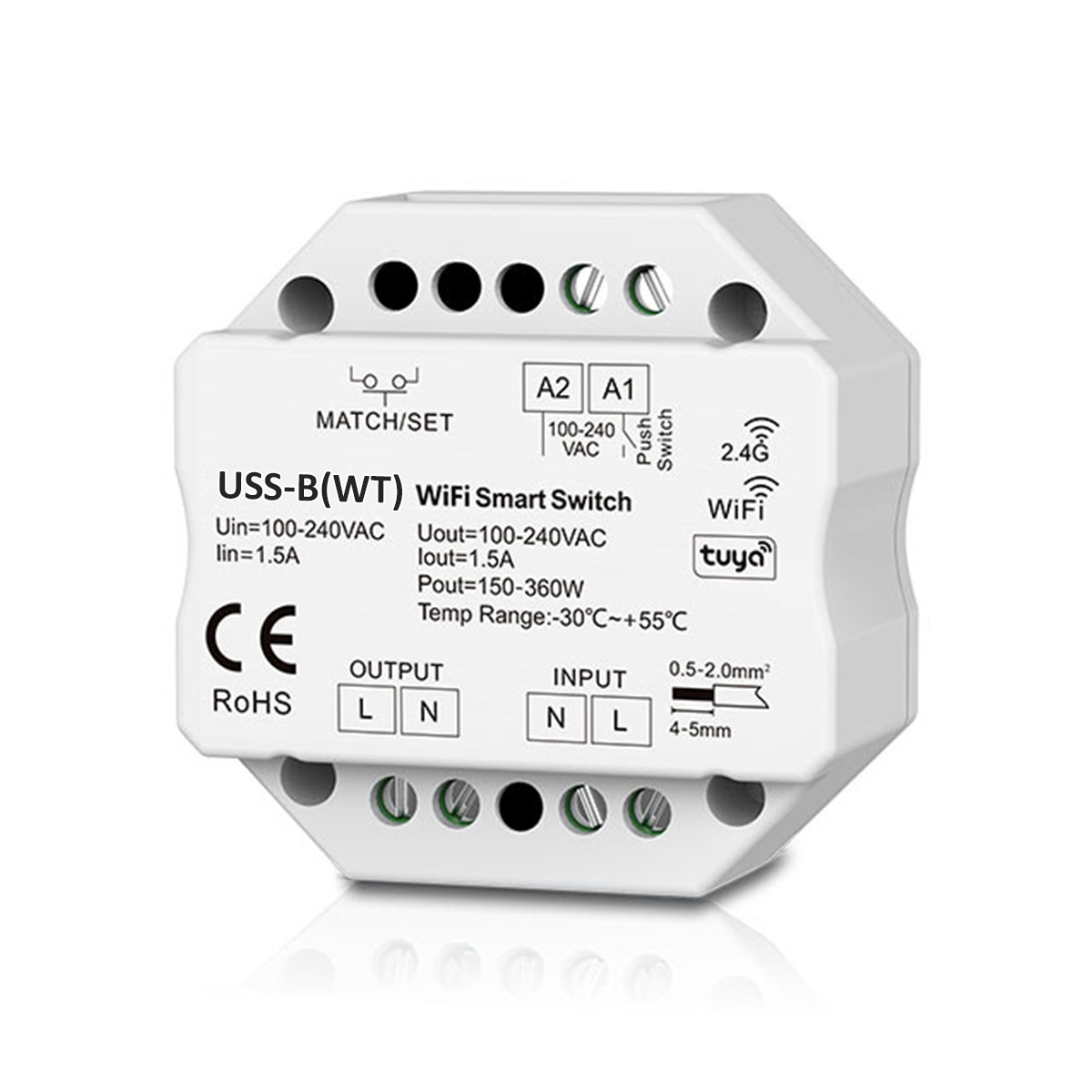 Usmart TRIAC Switch USS-B(WT) ������������������� ������������ ����������� WiFi + RF + Push AC