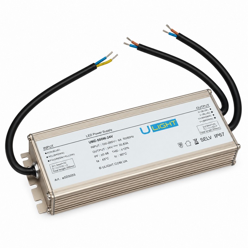 Upower UMZ-500W-24V - Влагозащищенный блок питания IP67 24В 500Вт