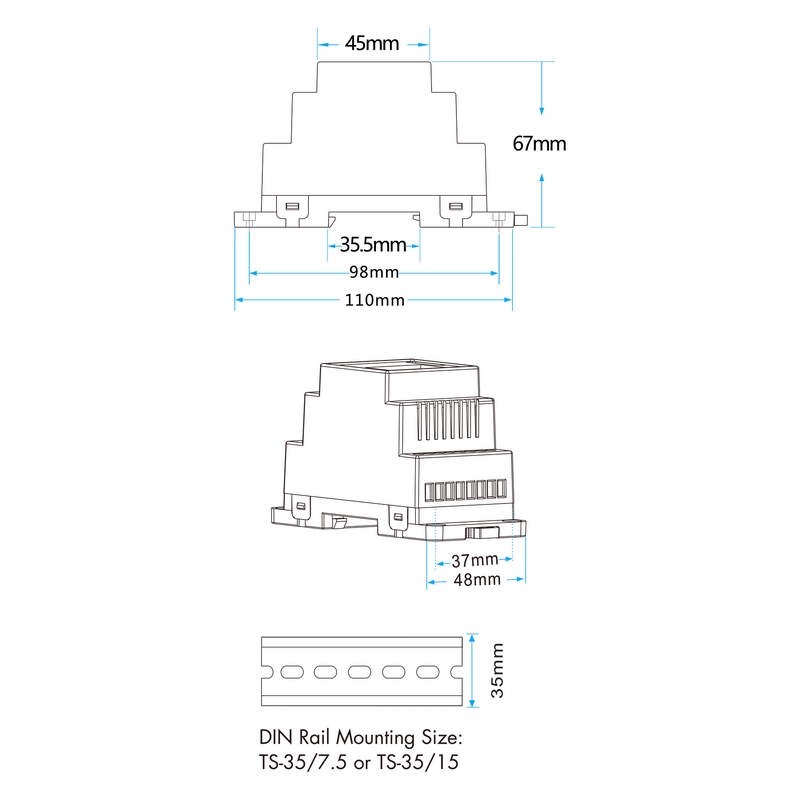 Usmart TRIAC/MOSFET UDT-D DALI диммер 230В на DIN-рейку