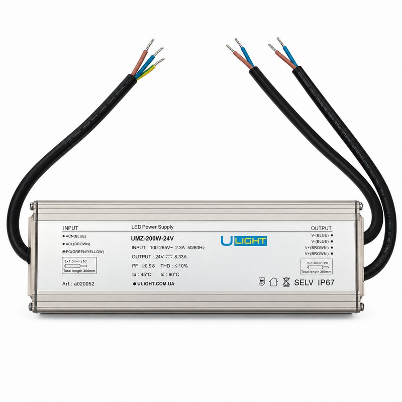 Upower UMZ-200W-24V - Влагозащищенный блок питания IP67 24В 200Вт