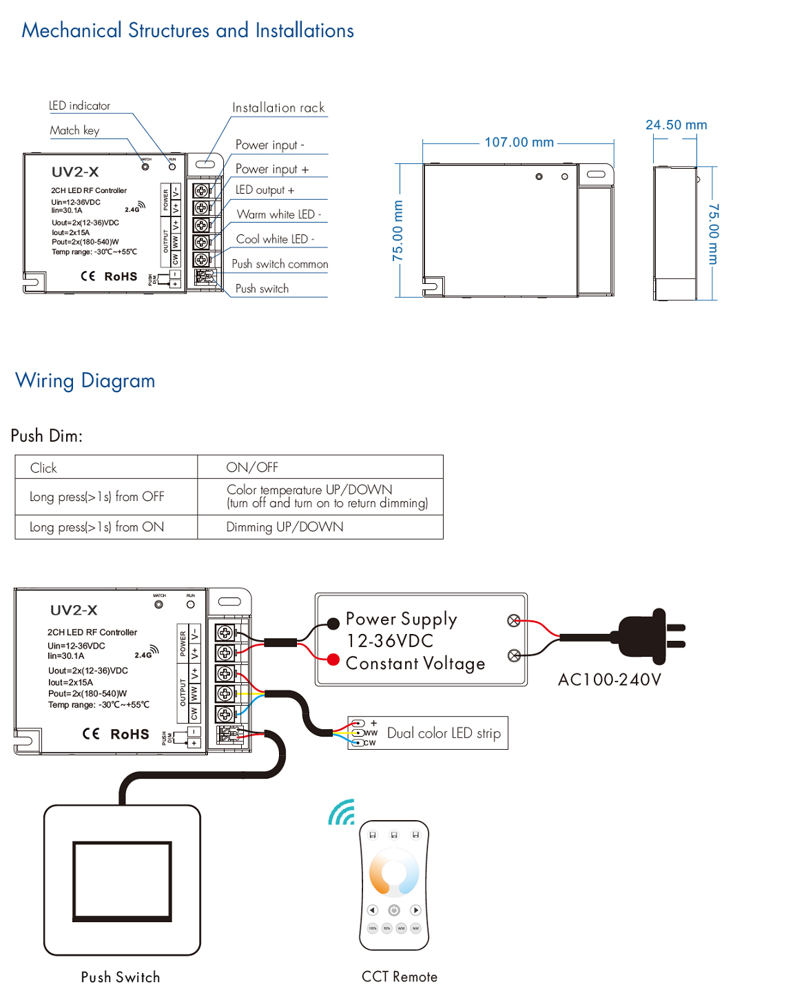 Usmart Controller UV2-X Для мультибелой светодиодной ленты MIX