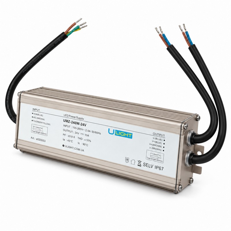 Upower UMZ-240W-24V - Влагозащищенный блок питания IP67 24В 240Вт