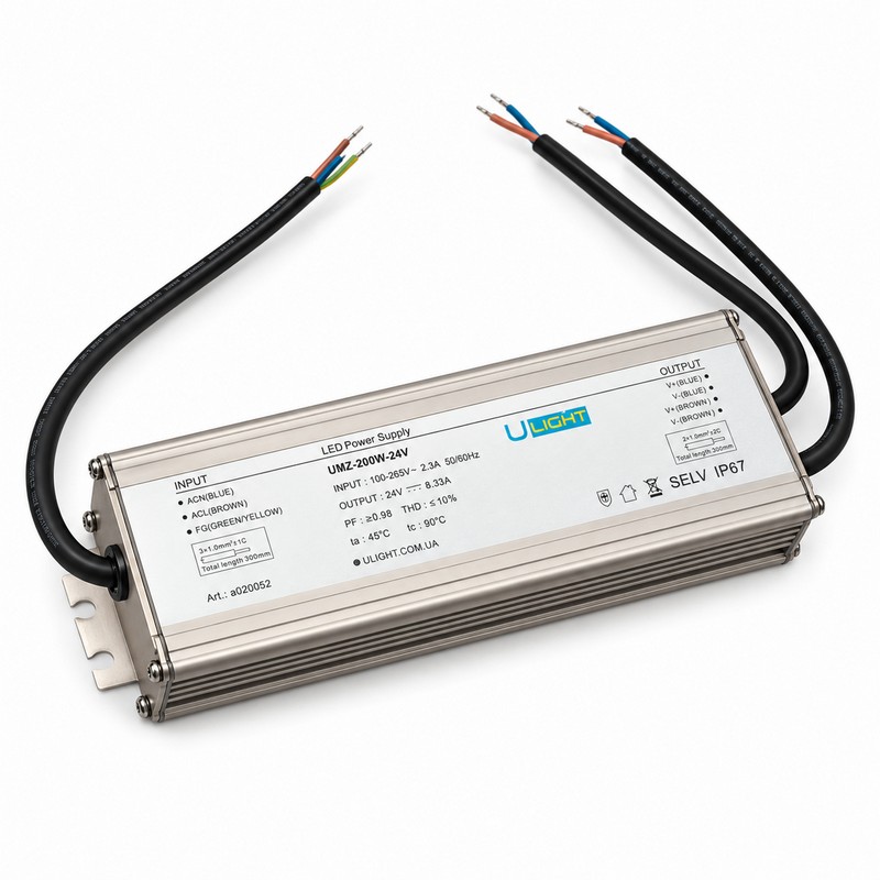 Upower UMZ-200W-24V - Влагозащищенный блок питания IP67 24В 200Вт