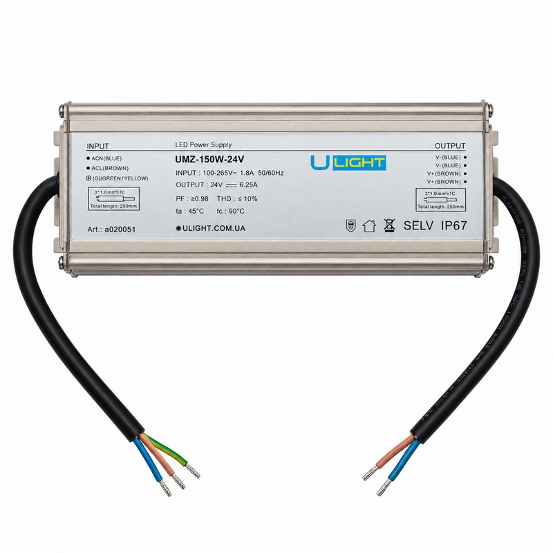 Upower UMZ-150W-24V - Влагозащищенный блок питания IP67 24В 150Вт