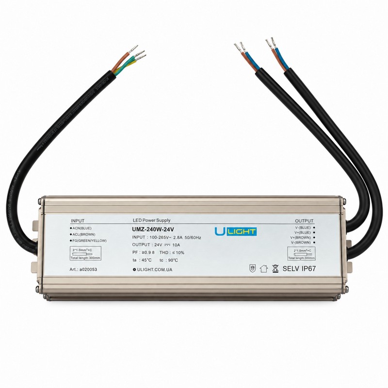 Upower UMZ-240W-24V - Влагозащищенный блок питания IP67 24В 240Вт