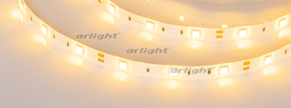 Лента RTW 2-5000SE 12V Yellow (5060, 150 LED, LUX) (Arlight, 7.2 Вт/м, IP65)