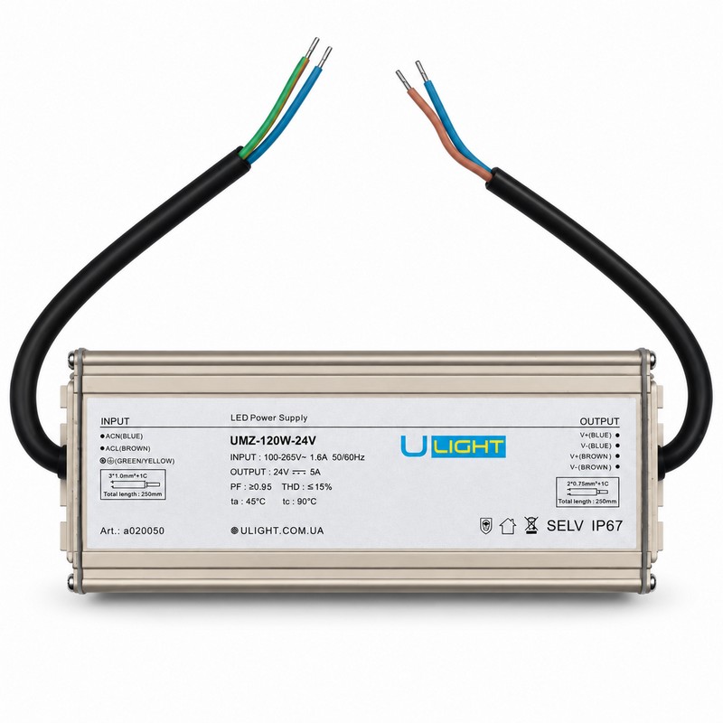Upower UMZ-120W-24V - Влагозащищенный блок питания IP67 24В 120Вт