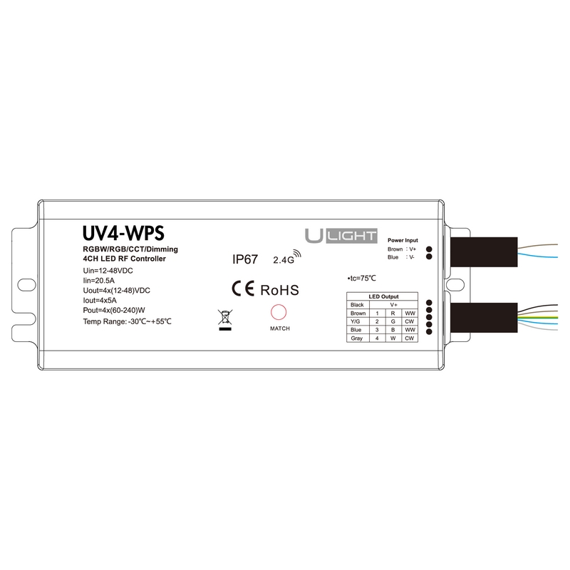 Usmart UV4-WPS - Влагозащищенный контроллер для светодиодных лент RGBW, RGB, MIX, DIM