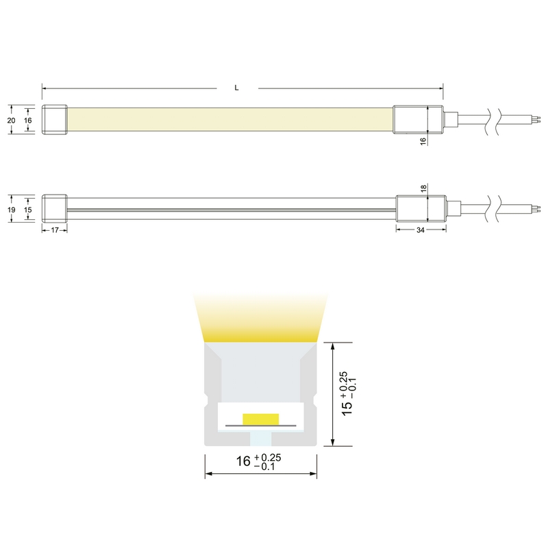Uneon UNS-TOP-1615-W30-24V-10W-IP68-CC - Подводный неон теплый белый