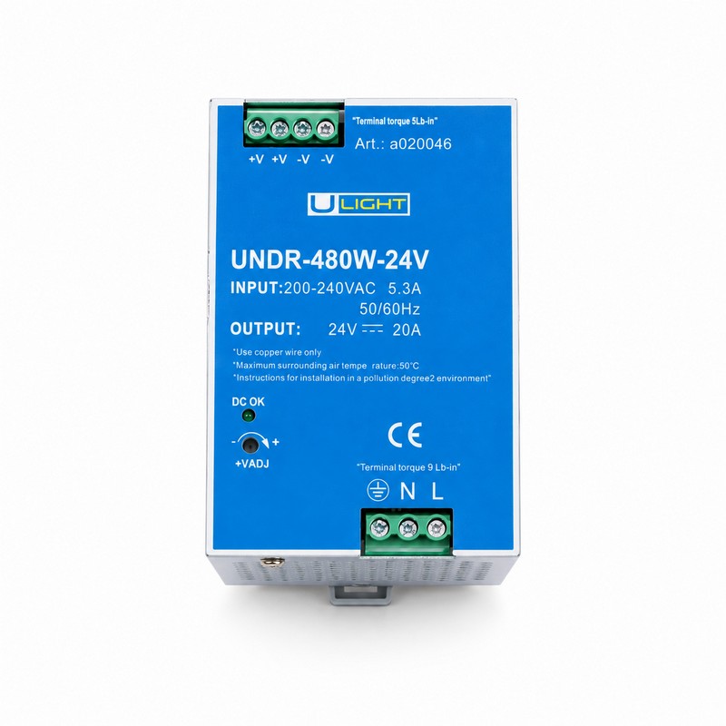 Upower UNDR-480W-24V Блок питания 24В на DIN рейку