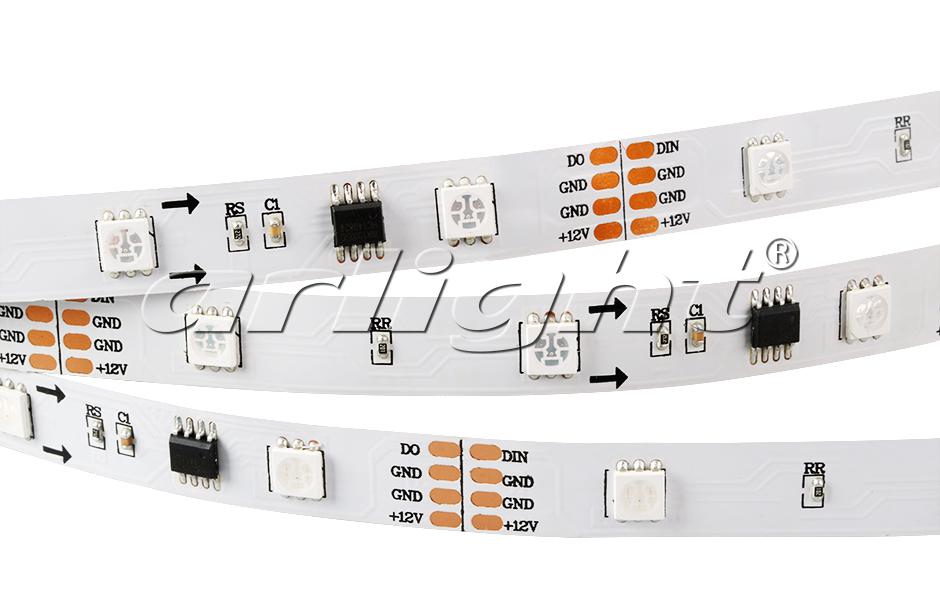 Лента SPI-5000-IR21B 12V RGB (5060,150 LED x3,1804, ПДУ)