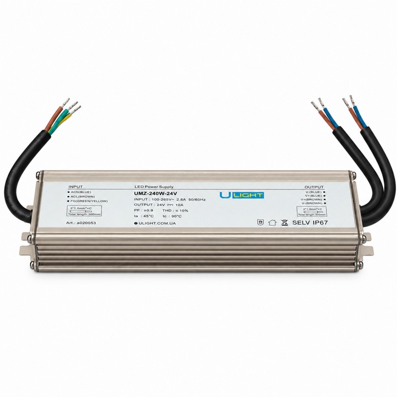 Upower UMZ-240W-24V - Влагозащищенный блок питания IP67 24В 240Вт
