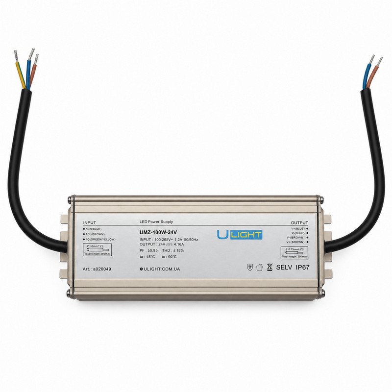 Upower UMZ-100W-24V - Влагозащищенный блок питания IP67 24В 100Вт