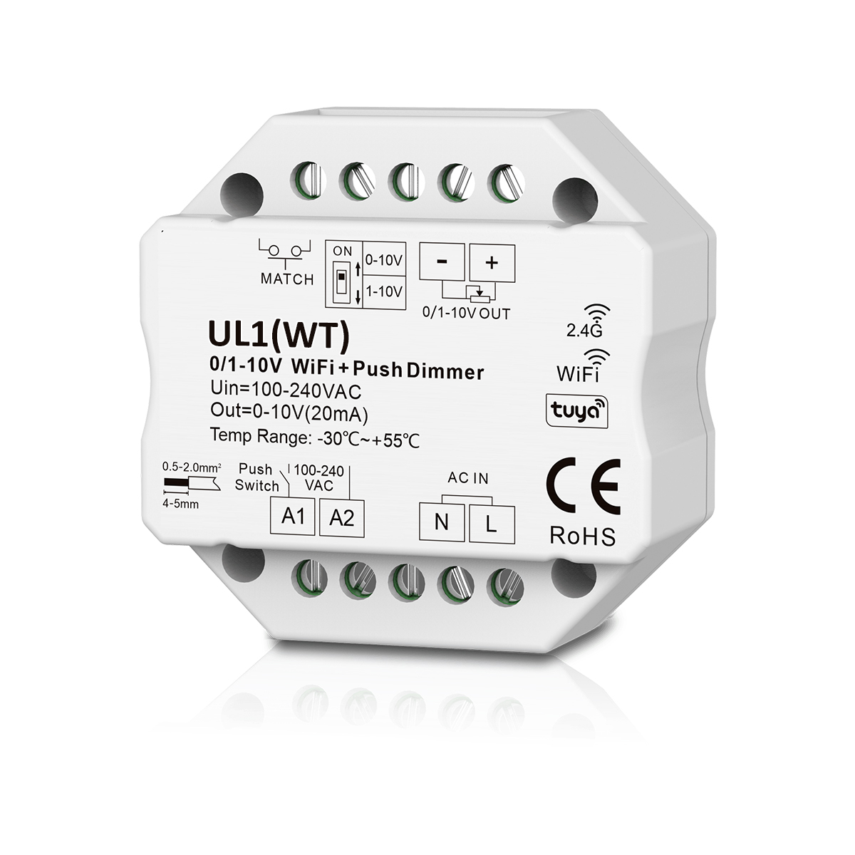 Usmart Dim (0/1-10V) UL1(WT) ������������ ������ WiFi Tuya + RF + Push AC
