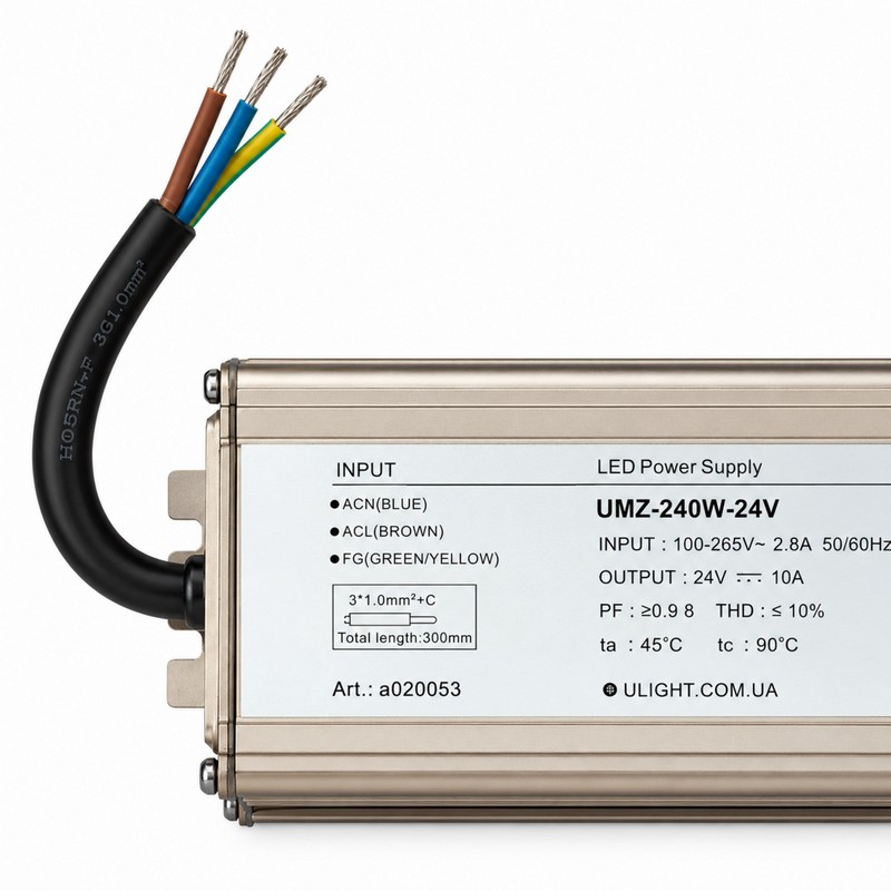 Upower UMZ-240W-24V - Влагозащищенный блок питания IP67 24В 240Вт
