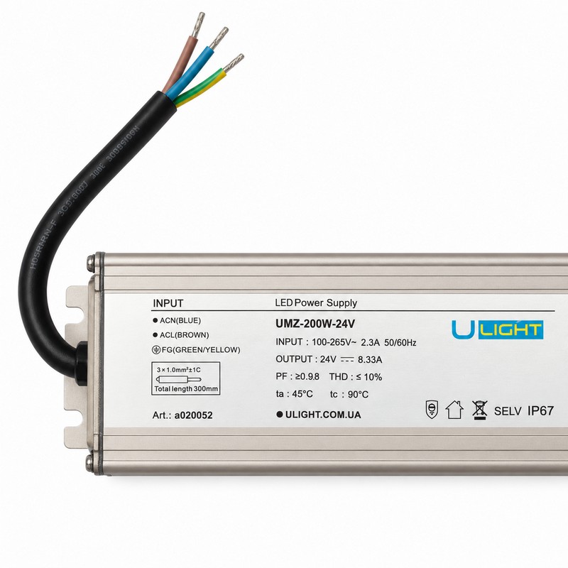 Upower UMZ-200W-24V - Влагозащищенный блок питания IP67 24В 200Вт
