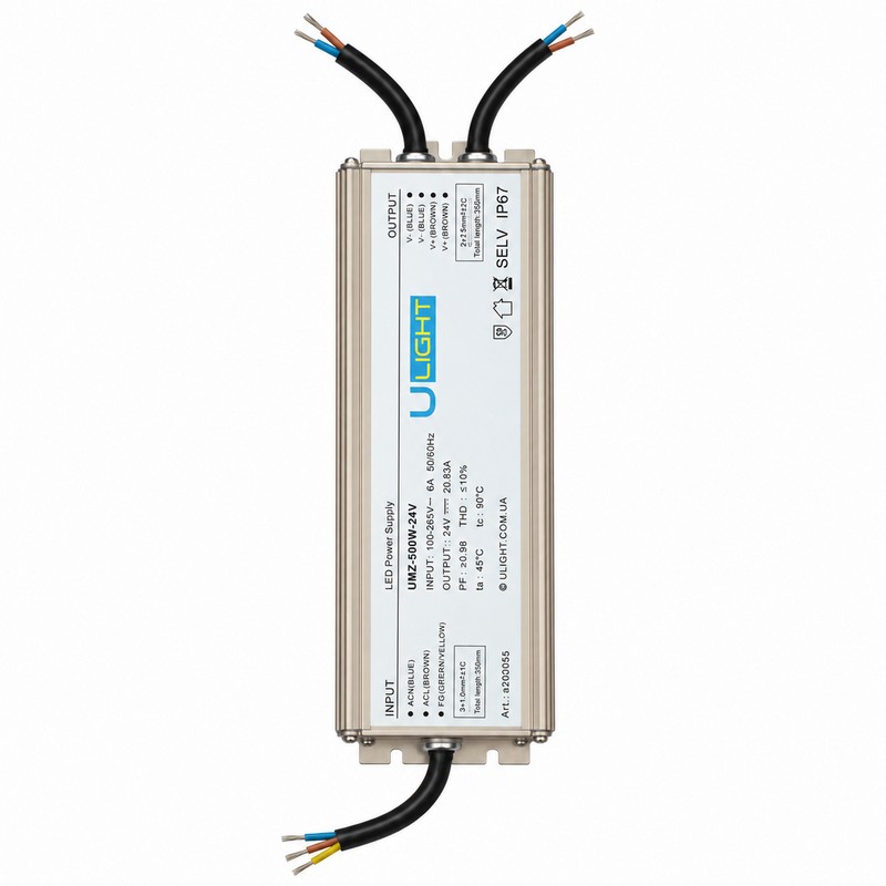 Upower UMZ-500W-24V - Влагозащищенный блок питания IP67 24В 500Вт