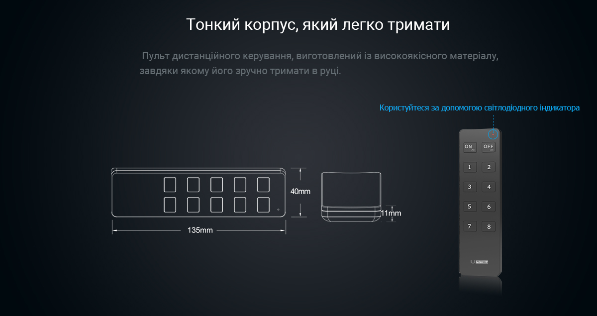 Usmartt Remote URU8 Пульт управления одноцветными лентами (черный)