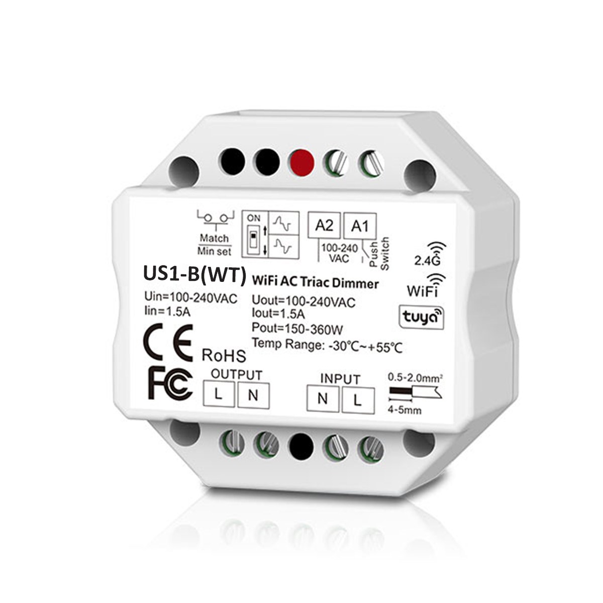 Usmart TRIAC Dim US1-B(WT) ������������������� ������������ ������ WiFi + RF + Push AC