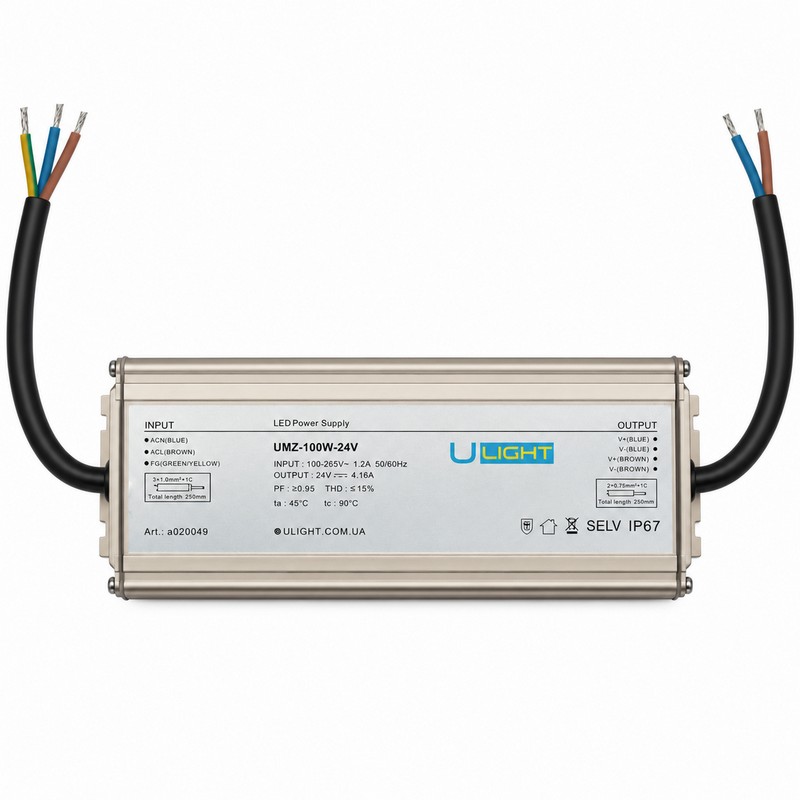 Upower UMZ-100W-24V - Влагозащищенный блок питания IP67 24В 100Вт