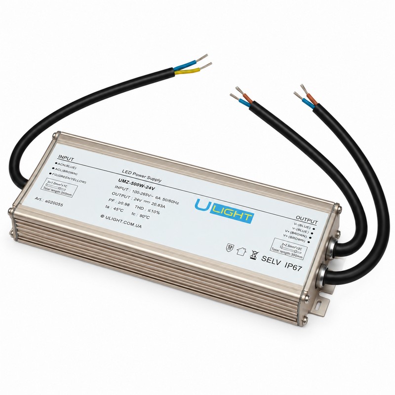 Upower UMZ-500W-24V - Влагозащищенный блок питания IP67 24В 500Вт